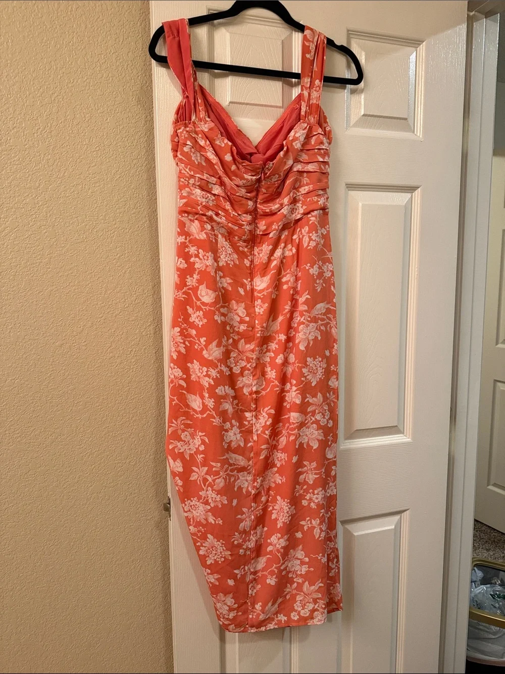 Abercrombie & Fitch Coral Floral Draped Maxi Dress
